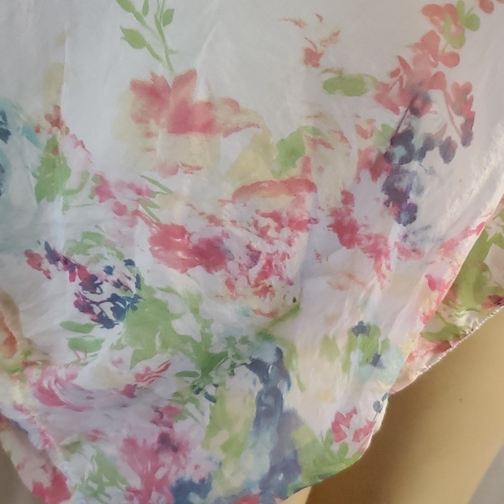 Elena Baldi Ivory Floral Tops 100% Silk Dolman Sleeve blouse size L - Picture 6 of 10